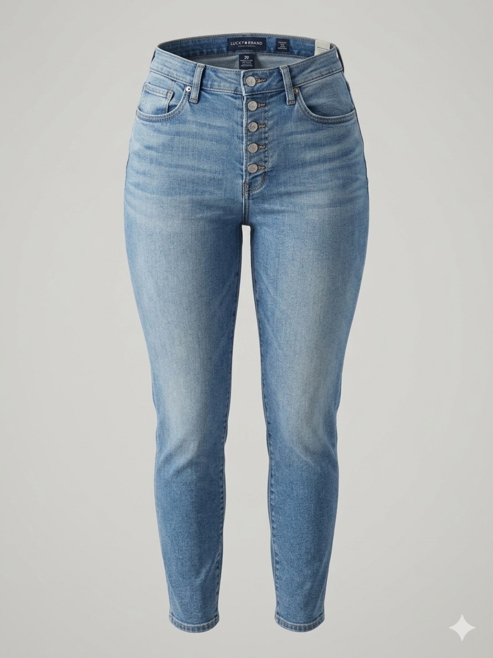 Lucky Brand High-Rise "Bridgette" Button-Fly Skinny Jeans - Light Blue, Sz 10